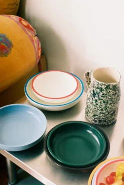 Sobremesa serveerschaal L Ø25 cm, White-blue