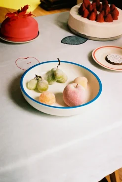 Sobremesa serveerschaal L Ø25 cm, White-blue