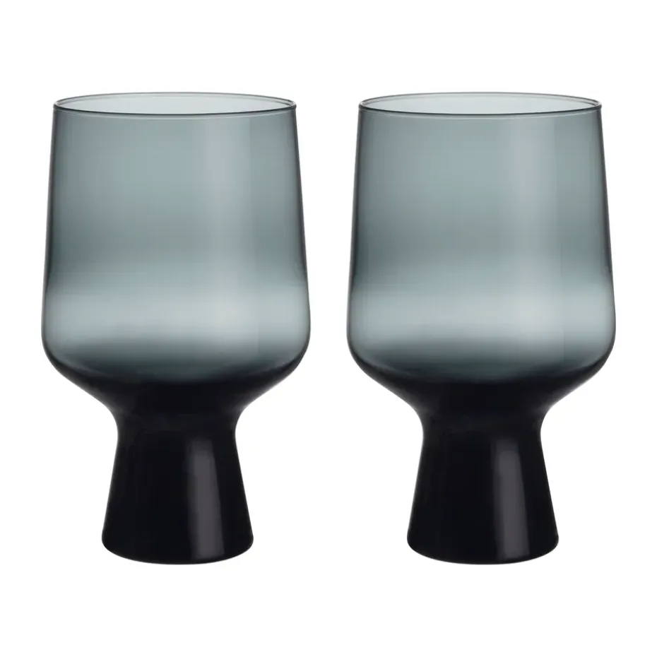 Solare glas op voet 40 cl 2-pack, Staalgrijs