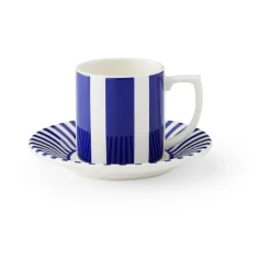 Steccato espressokopje 8 cl met schotel Ø11 cm, Blauw-wit