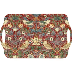 Strawberry Thief dienblad met handgreep, Rood