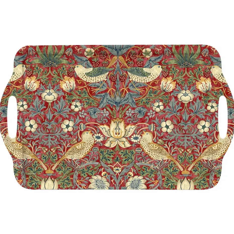 Strawberry Thief dienblad met handgreep, Rood