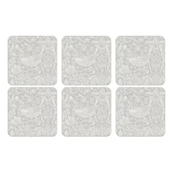 Strawberry Thief glazen onderzetter 6-pack, Grey