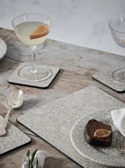 Strawberry Thief glazen onderzetter 6-pack, Grey