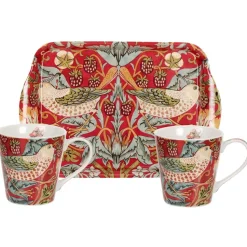 Strawberry Thief mok en dienblad set, Rood
