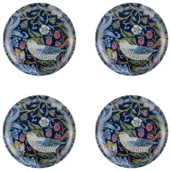 Strawberry Thief onderzetter (glazen) 4-pack, Ø 11 cm.