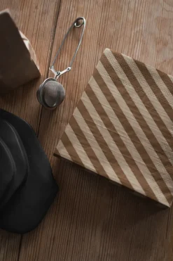 Stripe papieren servet 33x33 cm 20-pack, Nougat