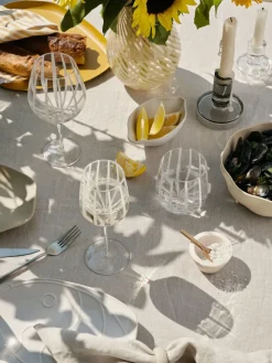 Stripe rodewijnglas 65 cl, Clear-white stripes