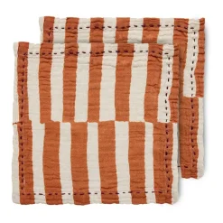 Striped katoenen servet 30x30 cm 2-pack, Tangerine