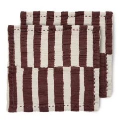 Striped katoenen servet 30x30 cm 2-pack, Burgundy