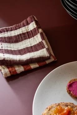 Striped katoenen servet 30x30 cm 2-pack, Burgundy