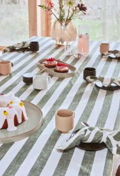 Striped servet 45x45 cm 2-pack, Olive