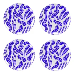 Sudd glasonderzetter Ø11 cm 4-pack, Blue-white