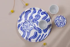 Sudd glasonderzetter Ø11 cm 4-pack, Blue-white