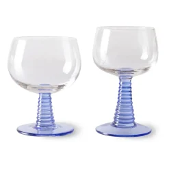 Swirl wijnglas laag, Blue