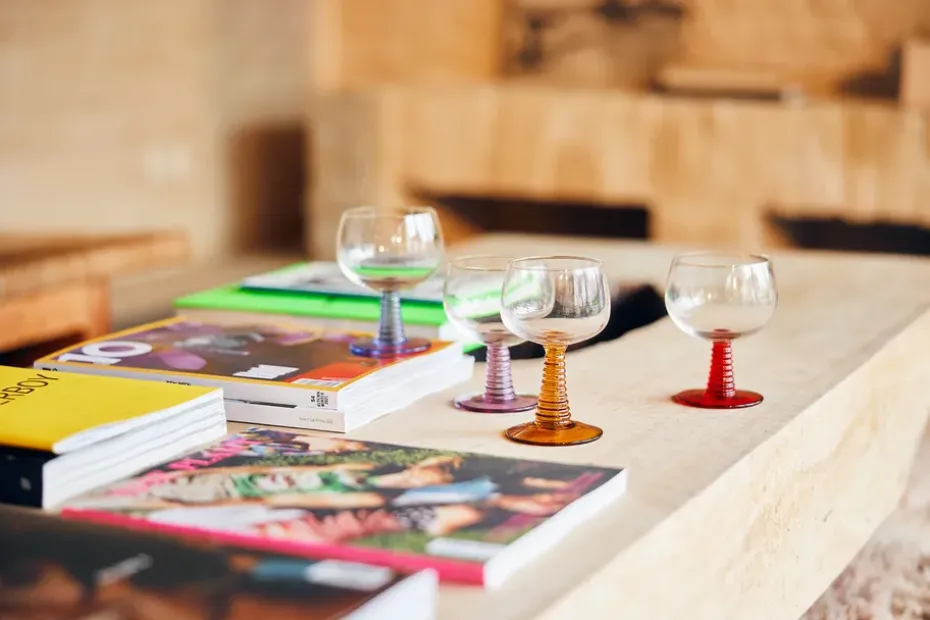 Swirl wijnglas laag, Blue