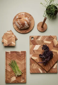 Tapas/pizza snijplank visgraatpatroon 35x48 cm, Acaciahout