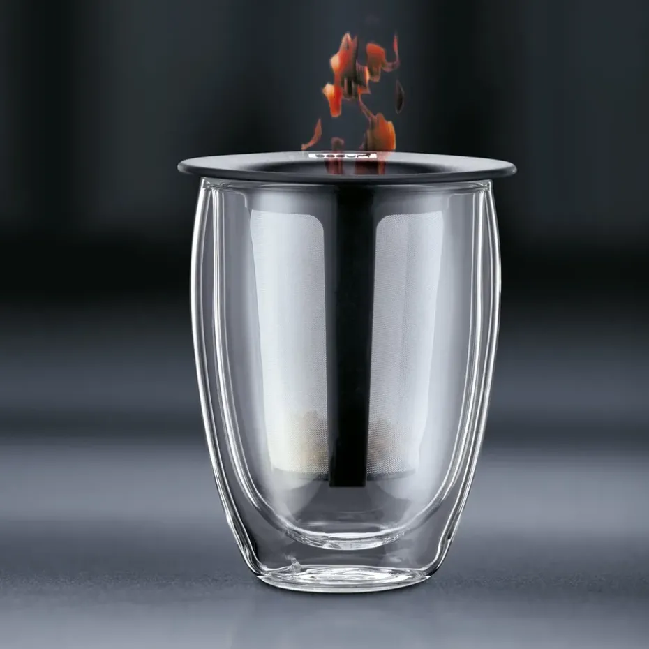 Tea For One glas met theezeef, zwart