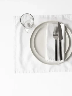 Tell Me More placemat linnen 35x50 cm, Gebleekt wit