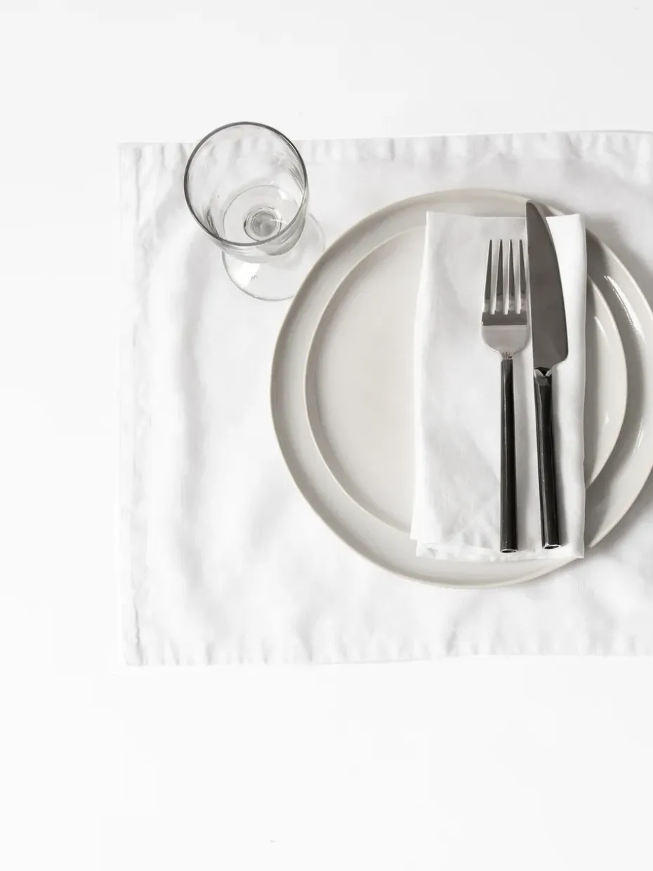 Tell Me More placemat linnen 35x50 cm, Gebleekt wit