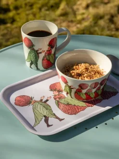 The Strawberry Family dienblad 20x27 cm, White