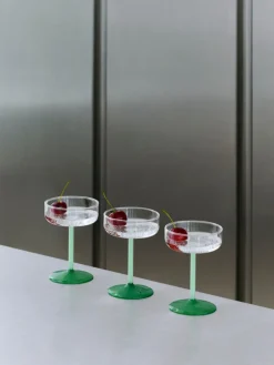 Tint coupe glas 20 cl 2-pack, Clear-jade light green-jade dark green