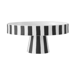 Toppu taartbord met voet Ø20 cm, Zwart-wit