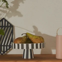 Toppu taartbord met voet Ø20 cm, Zwart-wit