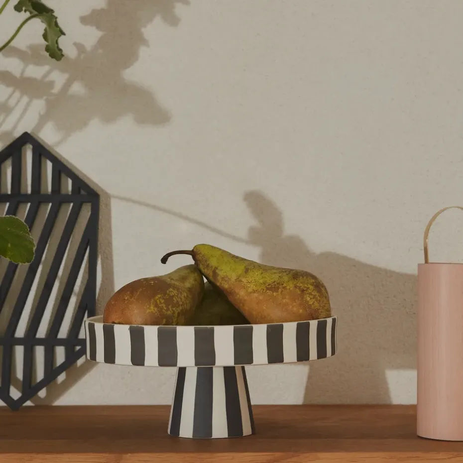 Toppu taartbord met voet Ø20 cm, Zwart-wit