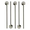 Tor cocktaillepel met rietje 20 cm 6-pack, Roestvrij staal