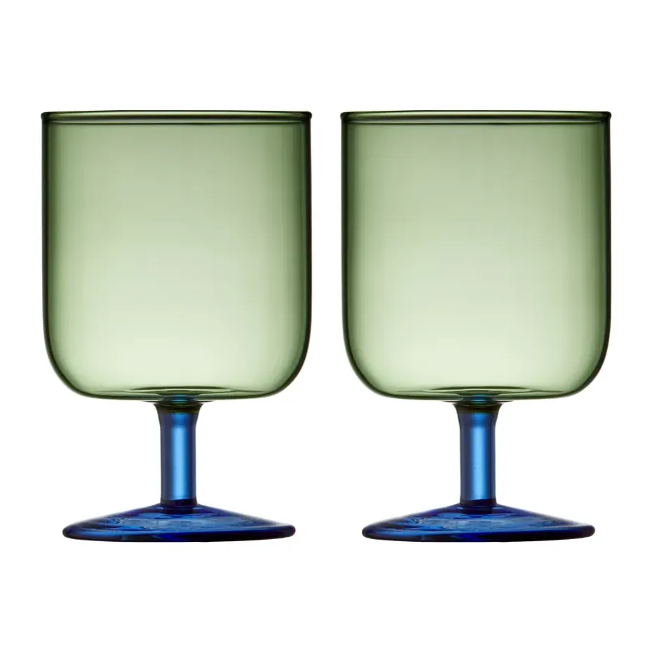Torino wijnglas 30 cl 2-pack, Green-blue