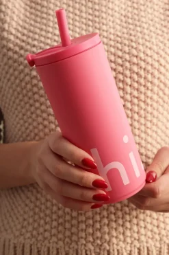 Travel Life thermosfles met rietje 50 cl, Hi-cherry pink
