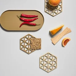 Triangles pannenonderzetter 14x16 cm, Warm sand