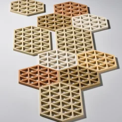 Triangles pannenonderzetter 14x16 cm, Warm sand