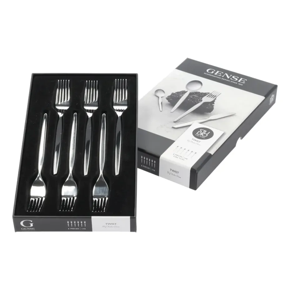 Twist taartvorkje 6-pack, Roestvrij staal