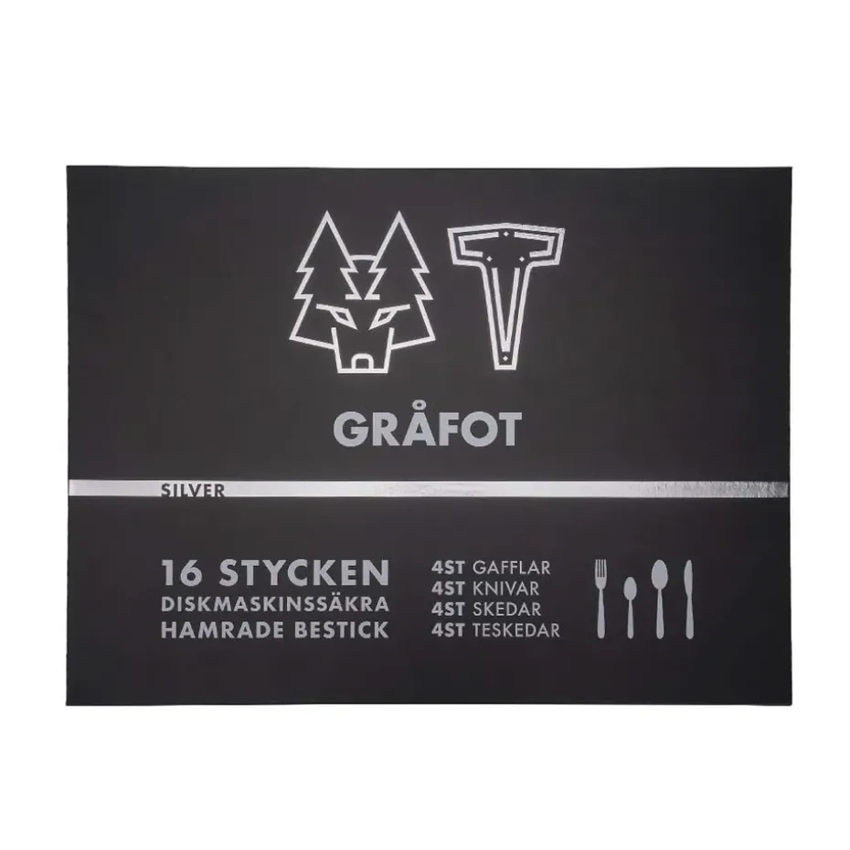 Vargen & Thor bestekset 16-delig, Gråfot, zilver