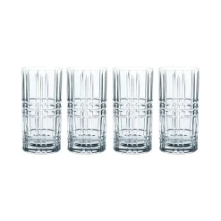Vierkant longdrinkglas, 4 stuks, 44 cl