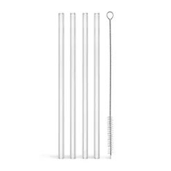 Viva rietjes + reinigingsborstel 5-delig, Helder