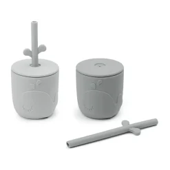 Wally beker met peekaboo rietje 2-pack, Grijs