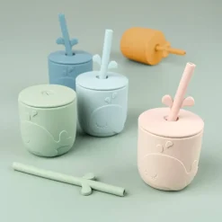 Wally beker met peekaboo rietje 2-pack, Grijs