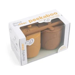 Wally beker met peekaboo rietje 2-pack, Mosterd