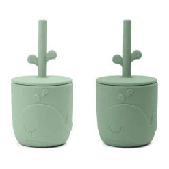 Wally beker met peekaboo rietje 2-pack, Groen