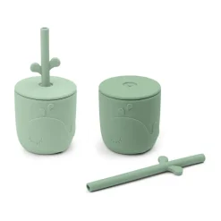 Wally beker met peekaboo rietje 2-pack, Groen