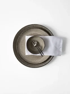 Washed linen servet, Gebleekt wit