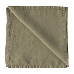 Washed linen servet, Olijf