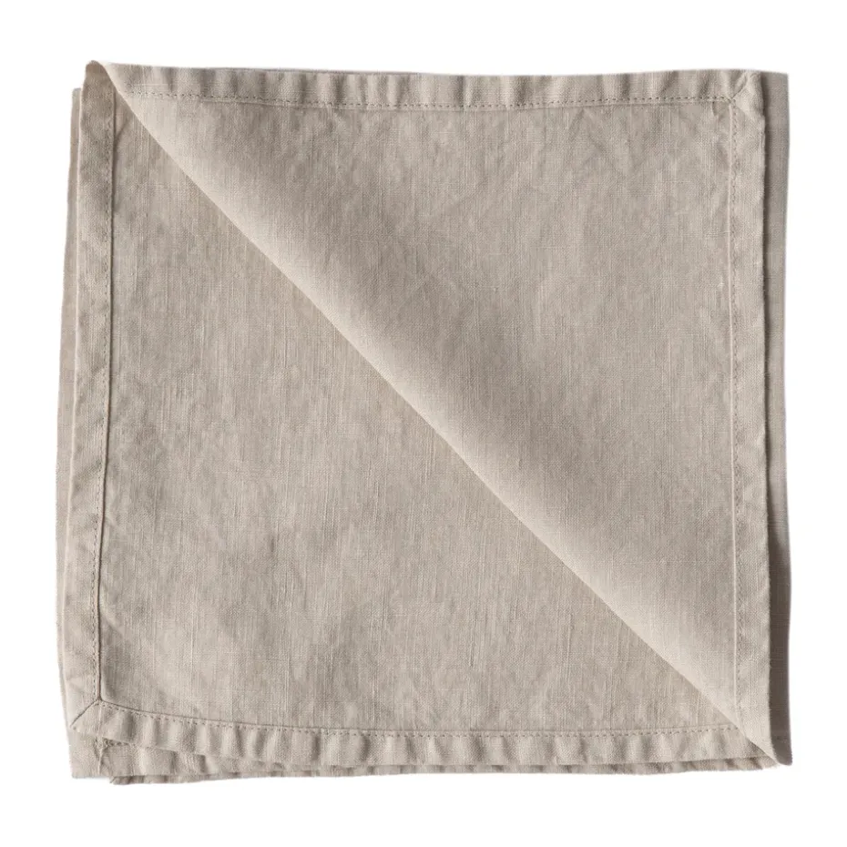 Washed linen servet, Warm grijs