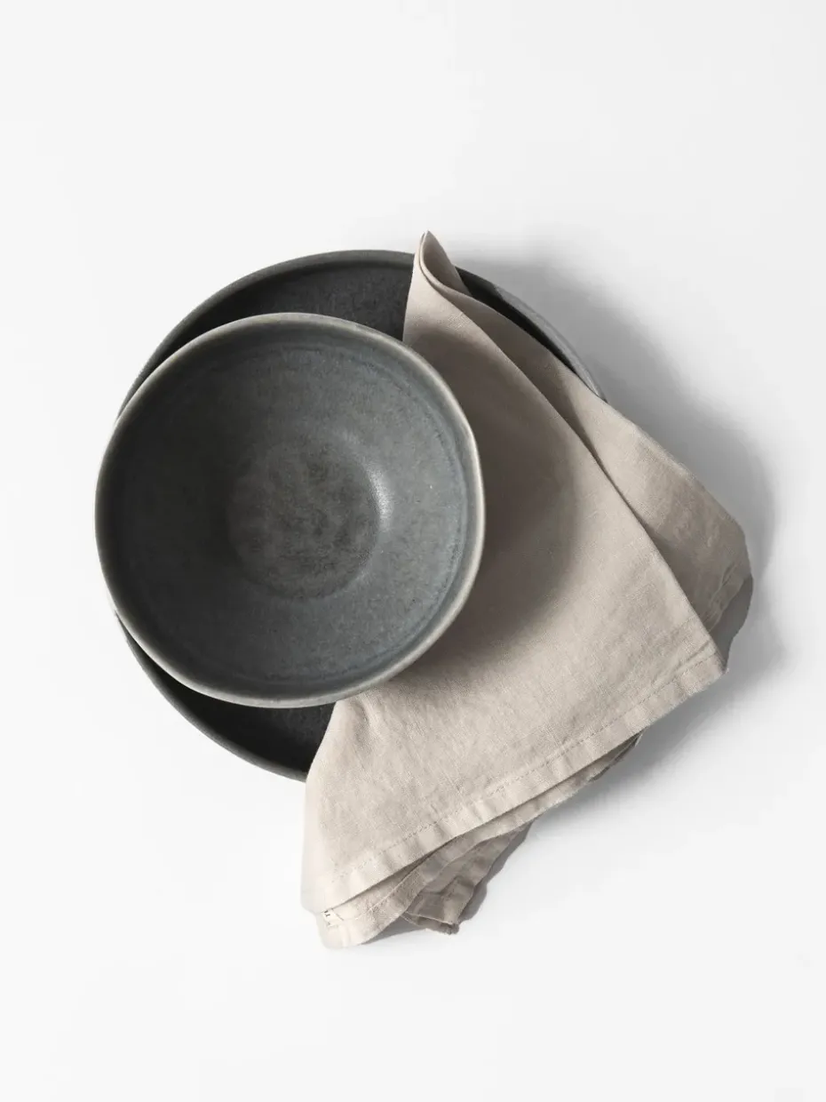 Washed linen servet, Warm grijs