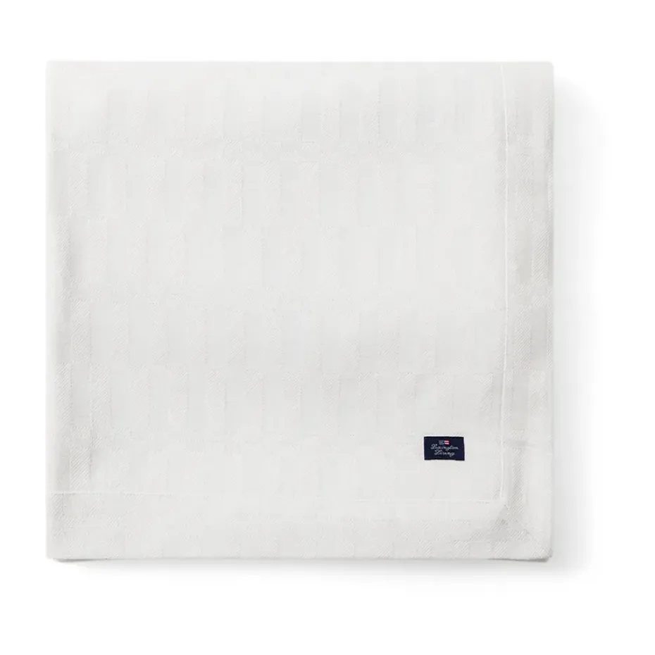 White jacquard cotton tafelkleed 150x250 cm, Wit