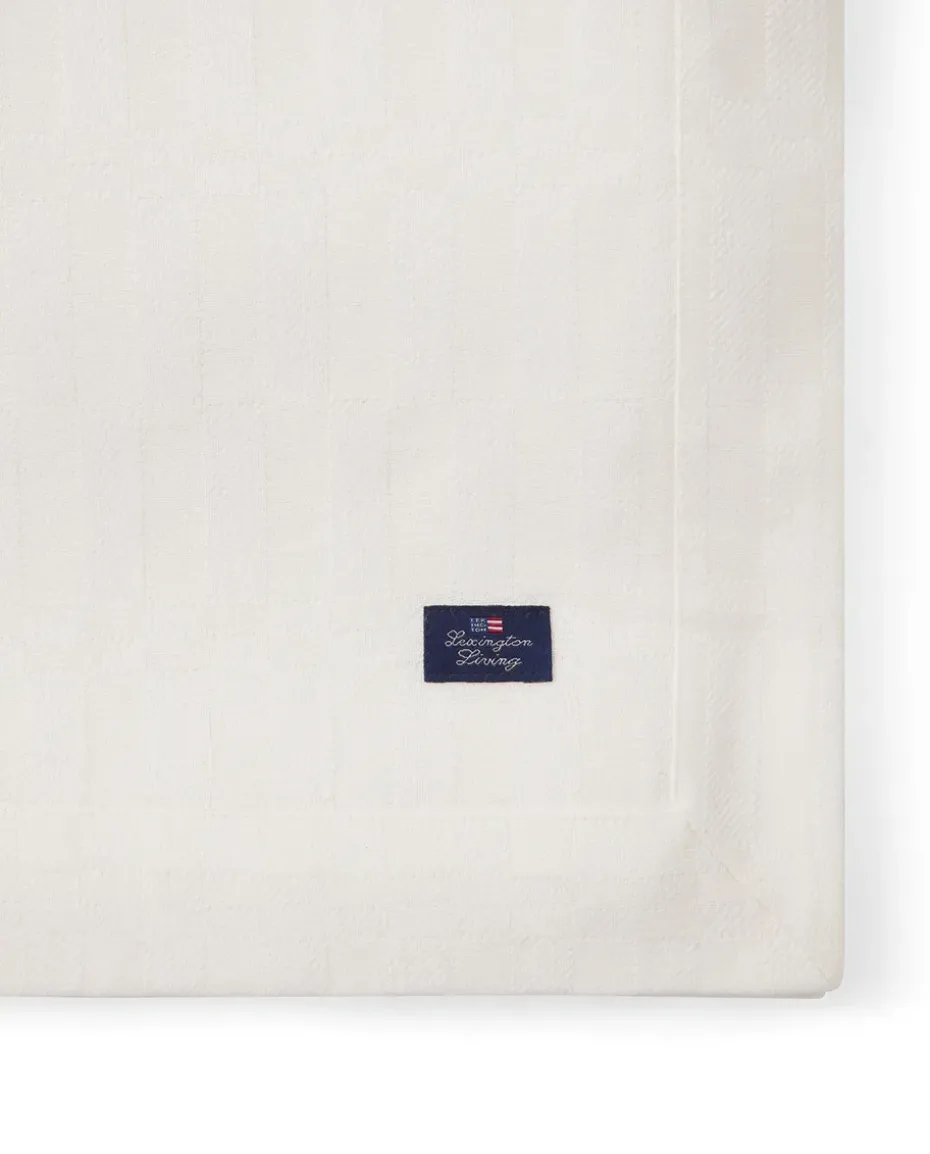 White jacquard cotton tafelkleed 150x250 cm, Wit