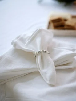 White jacquard cotton tafelkleed 150x250 cm, Wit